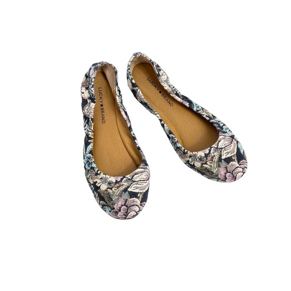 Lucky Brand Emmie Ballet Flats Shady Spruce Scala Rose Moroccan Women’s size 9 - Picture 1 of 8